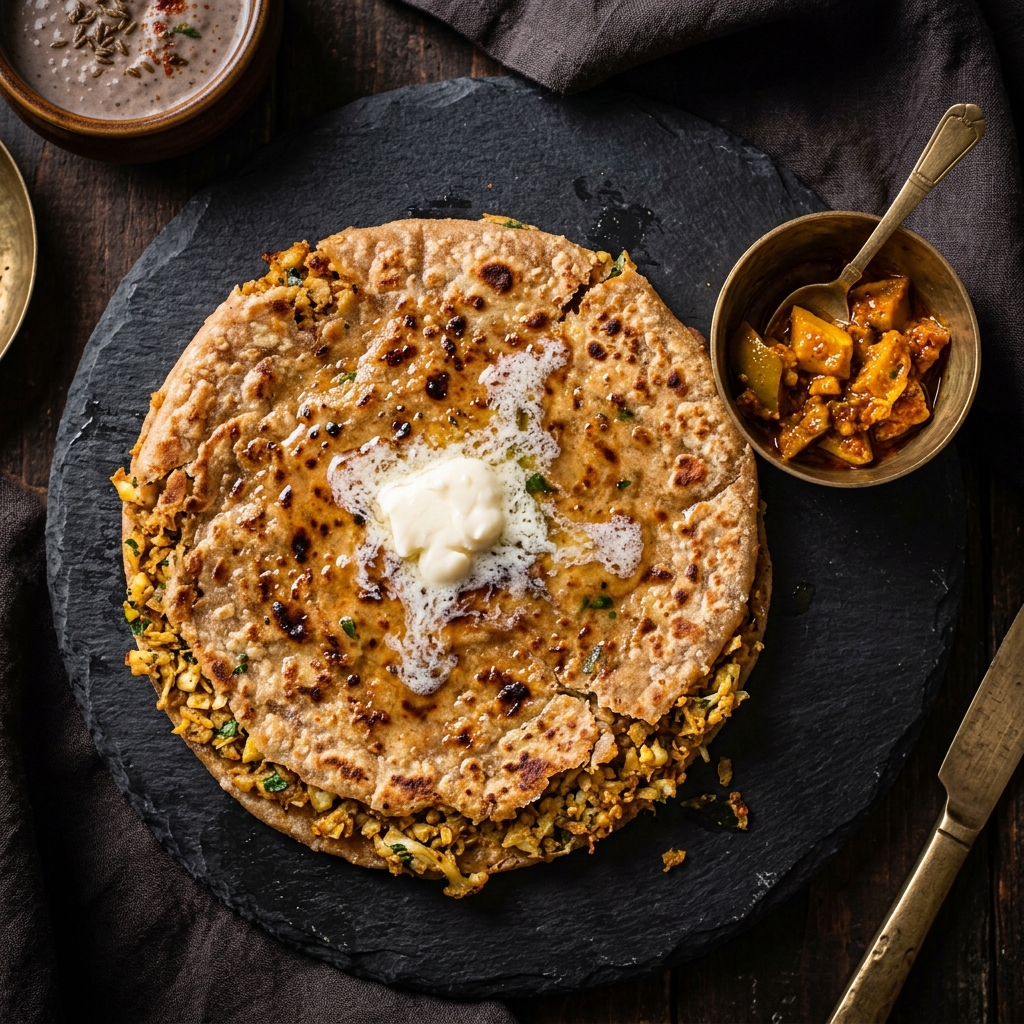 Crispy Spiced Gobi Paratha
